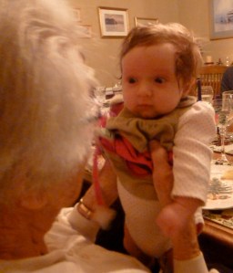 A "conversation" with great-grandma on Christmas. 